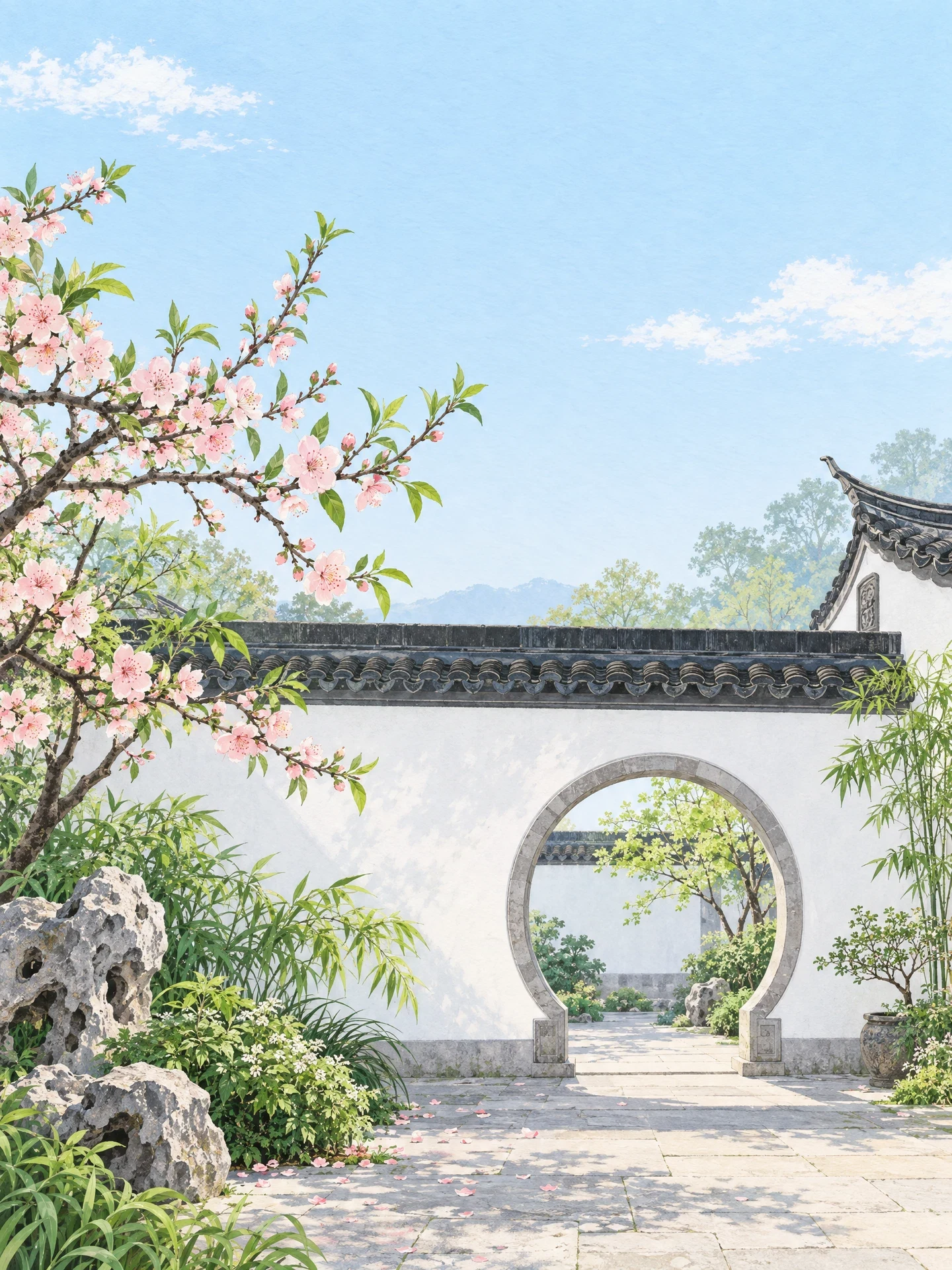 Spring blossoms in a Chinese courtyard